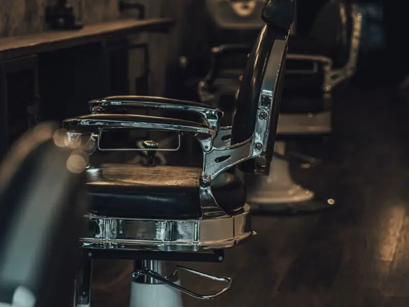 A classic chrome barber chair